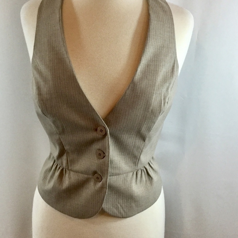 New York Company - vest, pinstripe, beige/brown